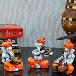ecraftindia Set of 3 Lord Ganesha Playing Musical Instruments-picture-16