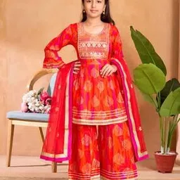 aarika girls ethnic Girls Embroidery Kurta with Bottomwear-picture-12