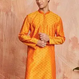 vastramay Men Printed Regular Fit Long Kurta with Mandarin Collar -picture-36