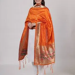 muffly Women Woven Dupatta with Zari Border-picture-28