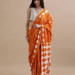 jaipur kurti Women Geometric Print Pure Cotton Saree-picture-46
