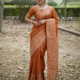 svaraa Women Handloom Raw Silk Saree With Gala Print Border And Matching Blouse Piece Traditional Saree-picture-24