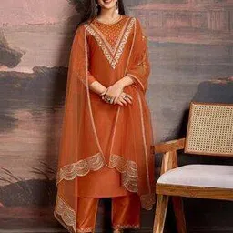 niza fashion Women Embroidered Straight Kurta Suit Set -picture-36