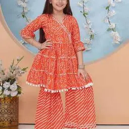 fabflee x ag Girls Floral Print Angrakha Kurta & Sharara Set-picture-13