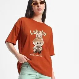 buda jeans co Women Graphic Print Oversized Fit T-Shirt-picture-37