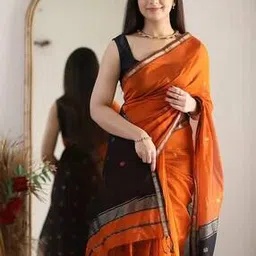svaraa Women Woven Saree with Contrast Border-picture-42
