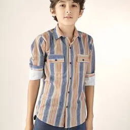 bearsoul Boys Striped Regular Fit Shirt with Spread Collar-picture-33