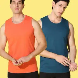 woostro Pack of 2 Men Sleeveless Regular Fit T-Shirt image 1