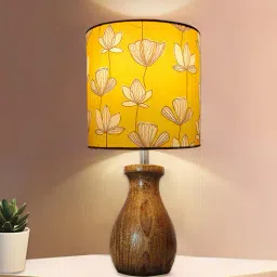 homesake Floral Print Wooden Base Table Lamps with Led image 1