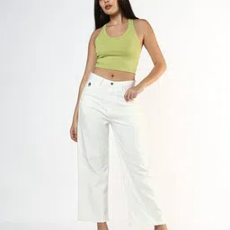 buda jeans co Women High-Rise Wide-Leg Cropped Jeans image 1