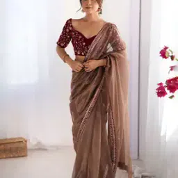 ri-wah Women Sequins Work Net Embellished Saree -picture-27