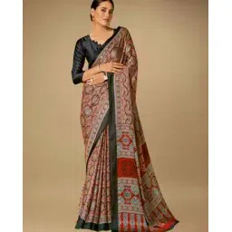 mrinalika fashion Ajrak Print Crepe Saree-picture-21