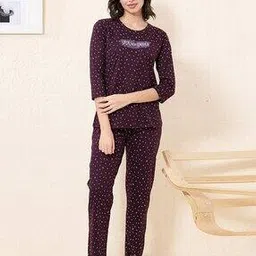 quira Women Micro Print T-Shirt & Pyjamas Set-picture-32