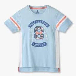 Boys Typographic Print Relaxed Fit Round-Neck T-Shirt-image-11