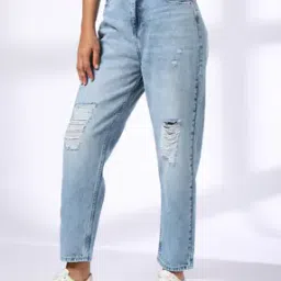 dnmx Girls Mid-Wash Distressed Mom Fit Jeans-picture-14