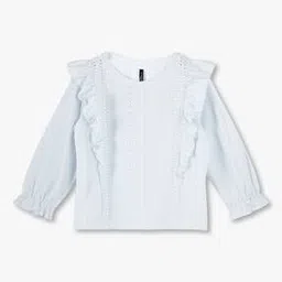 Girls Schiffli Embroidered Regular Fit Top-image-55