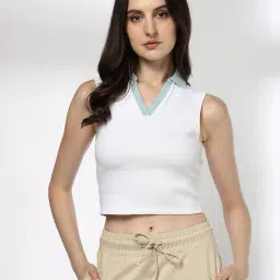 teamspirit Women Ribbed Fitted Crop Top image 1