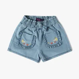 inf frendz Girls Washed Regular Fit Denim Shorts image 1