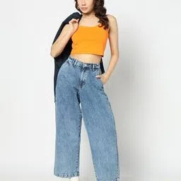 yousta Women Mid-Wash High-Rise Wide-Leg Jeans-picture-19