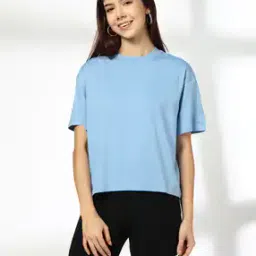 rio basic Women Boxy Fit Crew-Neck Cotton T-Shirt-picture-25