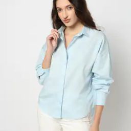 yousta Oversizedregular Collarfull Sleevessolidlonglinetops-picture-34
