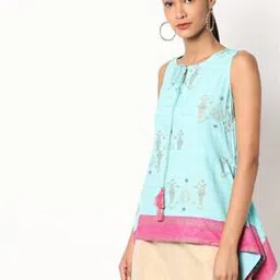 fusion Ikat Print Tunic with Handkerchief Hem-picture-40