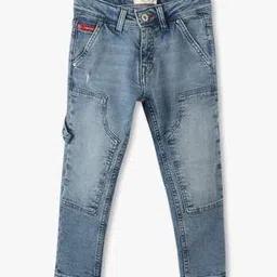 Boys Heavily Washed Carrot Fit Jeans-image-25