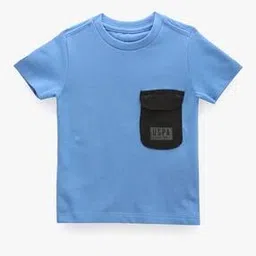 Boys Regular Fit Round-Neck T-Shirt with Brand Print Flap Pocket-image-17