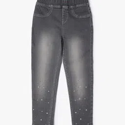 Girls Mid-Wash Embellished Jeans-image-32