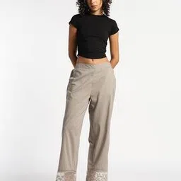 Women Pants with Laced Hem-image-18