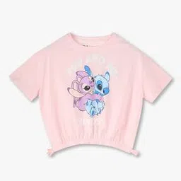 Girls Graphic Print Crew-Neck Blouson T-Shirt-image-2