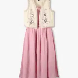 Girls Ruched Fit & Flare Dress with Jacket-image-30