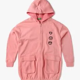 united colors of benetton Girls Graphic Print Regular Fit Zip-Front Hoodie-picture-13