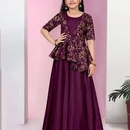 fashion dream Girls Floral Print Gown Dress-picture-26