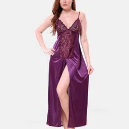 romaisa Women Lace Nightie with Front-Slit-picture-51