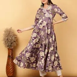 kimayra Floral Print Cotton Angrakha Kurta-picture-30