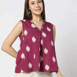 svrnaa by azorte Ikat Printed Regular Top-picture-32