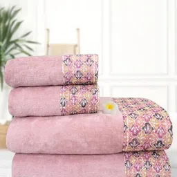 rangoli Pack of 4 Floral Print Bath Towel image 1