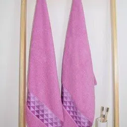 rangoli Set of 2 Geometric Print Cotton Bath Towels-picture-17