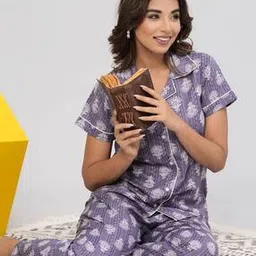 ichaa Women Floral Print Shirt & Pyjamas Set-picture-52
