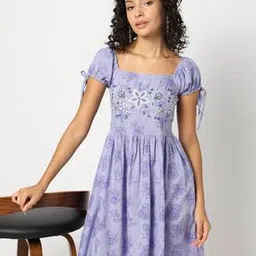 Women Floral Print Fit & Flare Dress-image-29