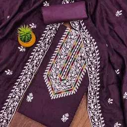 svaraa Women Embroidered 3-Piece Unstitched Dress Material image 1