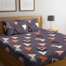 klotthe 210 TC Geometric Print King-Size Bedsheet with Pillow Covers-picture-51