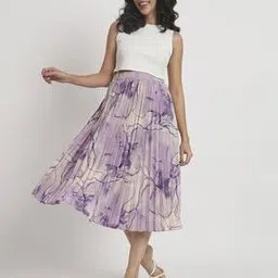 zwerlon x ag Women Printed Pleated A-Line Skirt-picture-29
