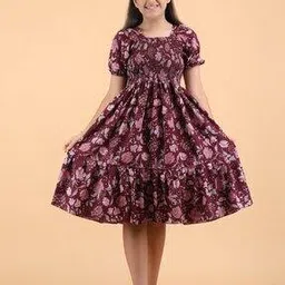 xqsee Girls Floral Print Fit & Flare Dress-picture-41
