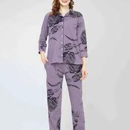 zeyo Women Floral Print Shirt & Pyjamas Set-picture-40
