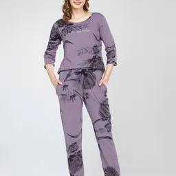 zeyo Women Floral Print Top & Pyjamas Set-picture-14