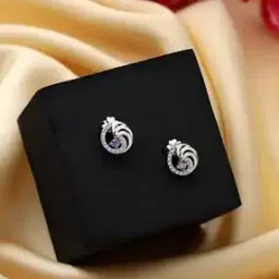 beenth & doneth Women Purple Round Sterling Silver Stud Earrings-picture-15