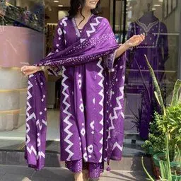 gosriki Women Aztec Print Anarkali Kurta Set-picture-44