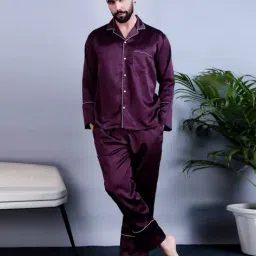 bellababebysk Men Satin Shirt & Pyjamas Set image 1